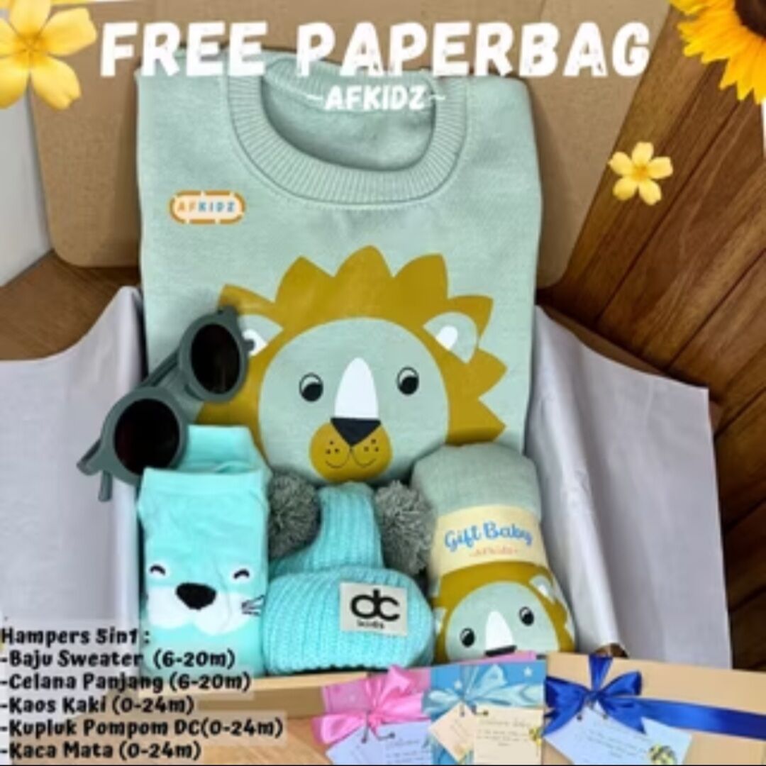 Hampers Bayi Setelan Sweater Motif NEW Lion Kado Balita 6 Bulan Sampai 20 Bulan