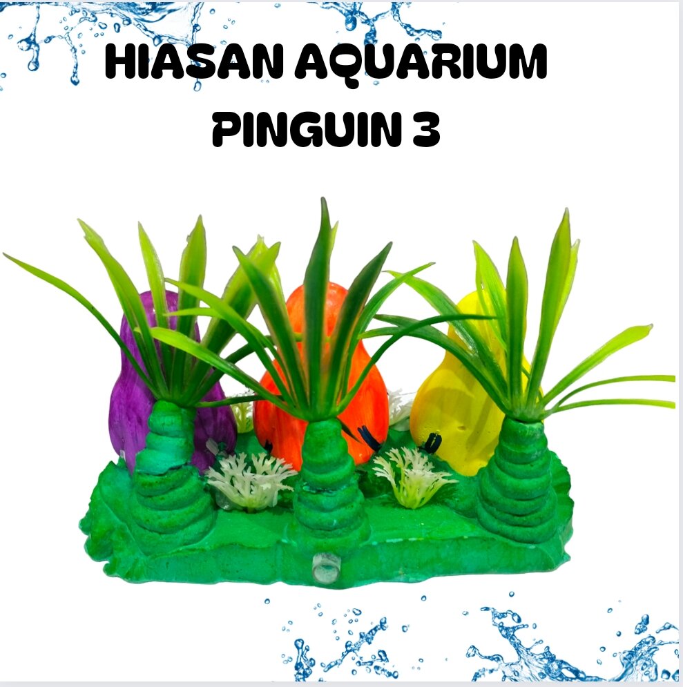 ORNAMEN PINGUIN 3 HIASAN DEKORASI AQUARIUM AQUASCAPE