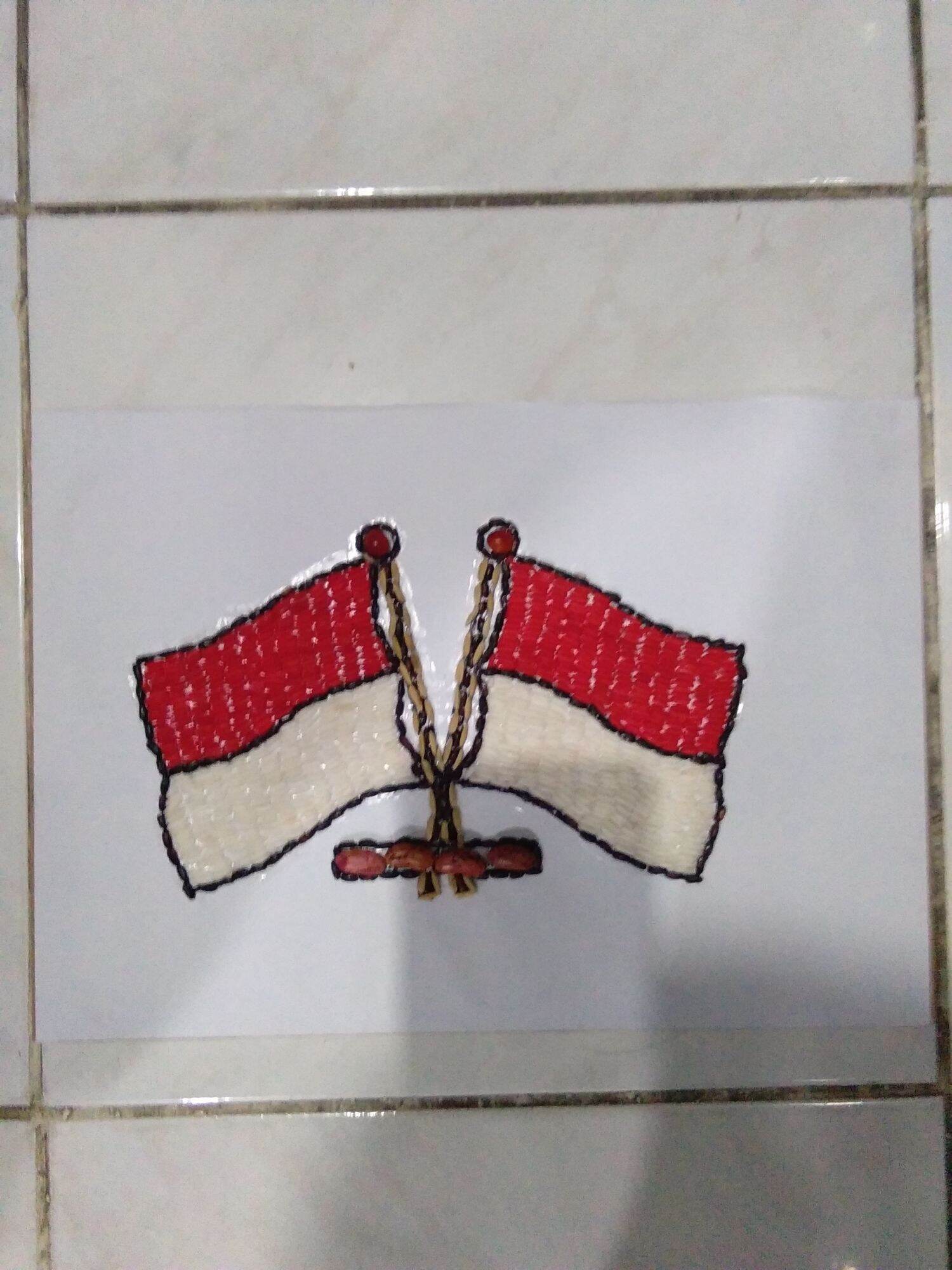 kolase biji bijian gambar bendera merah putih untuk prakarya sekolah