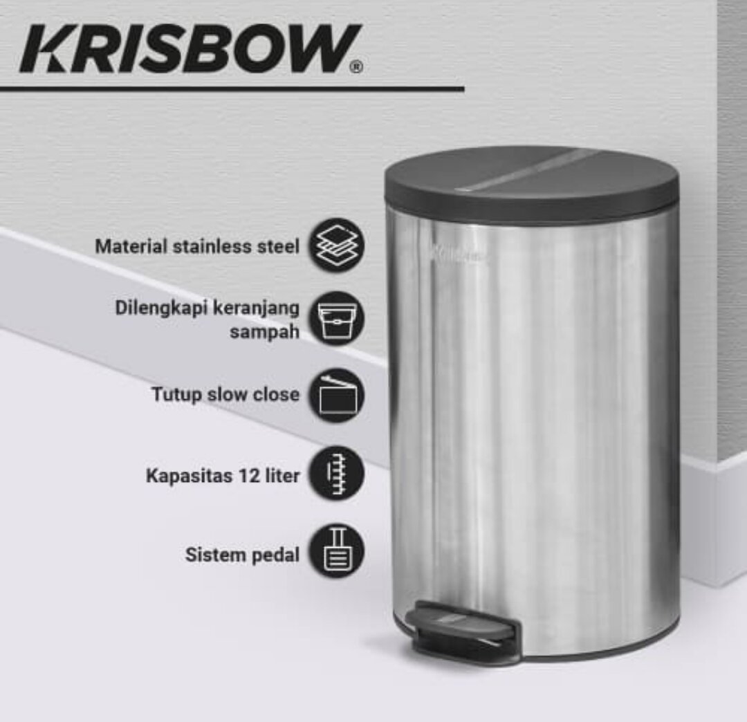 Krisbow Tempat Sampah Stainless Dengan Pedal 12l Lazada Indonesia 8364