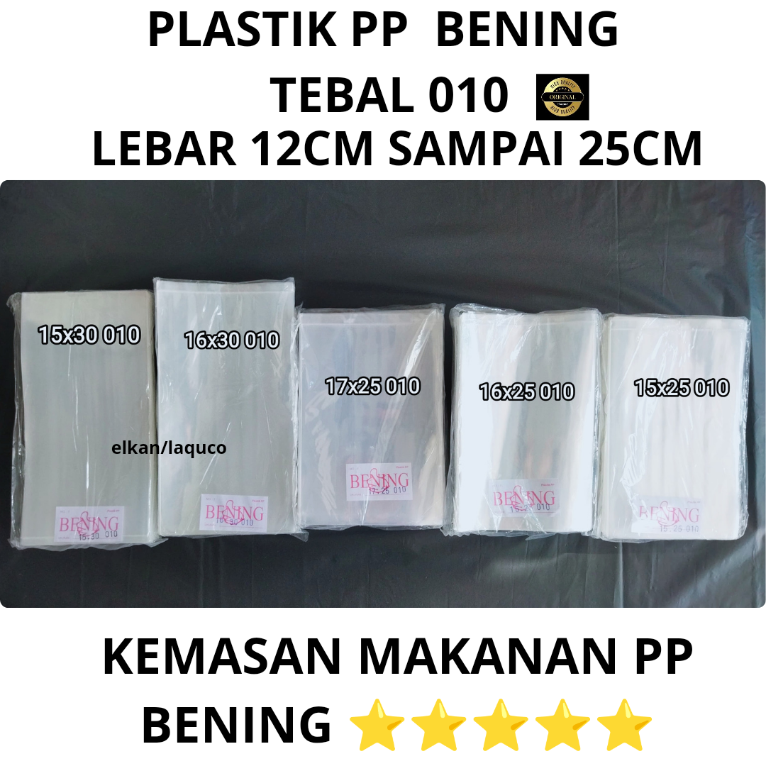 Plastik Pp Bening Tebal 010 Ukuran 12x15 12x20 13x25 14x25 15x20 15x25