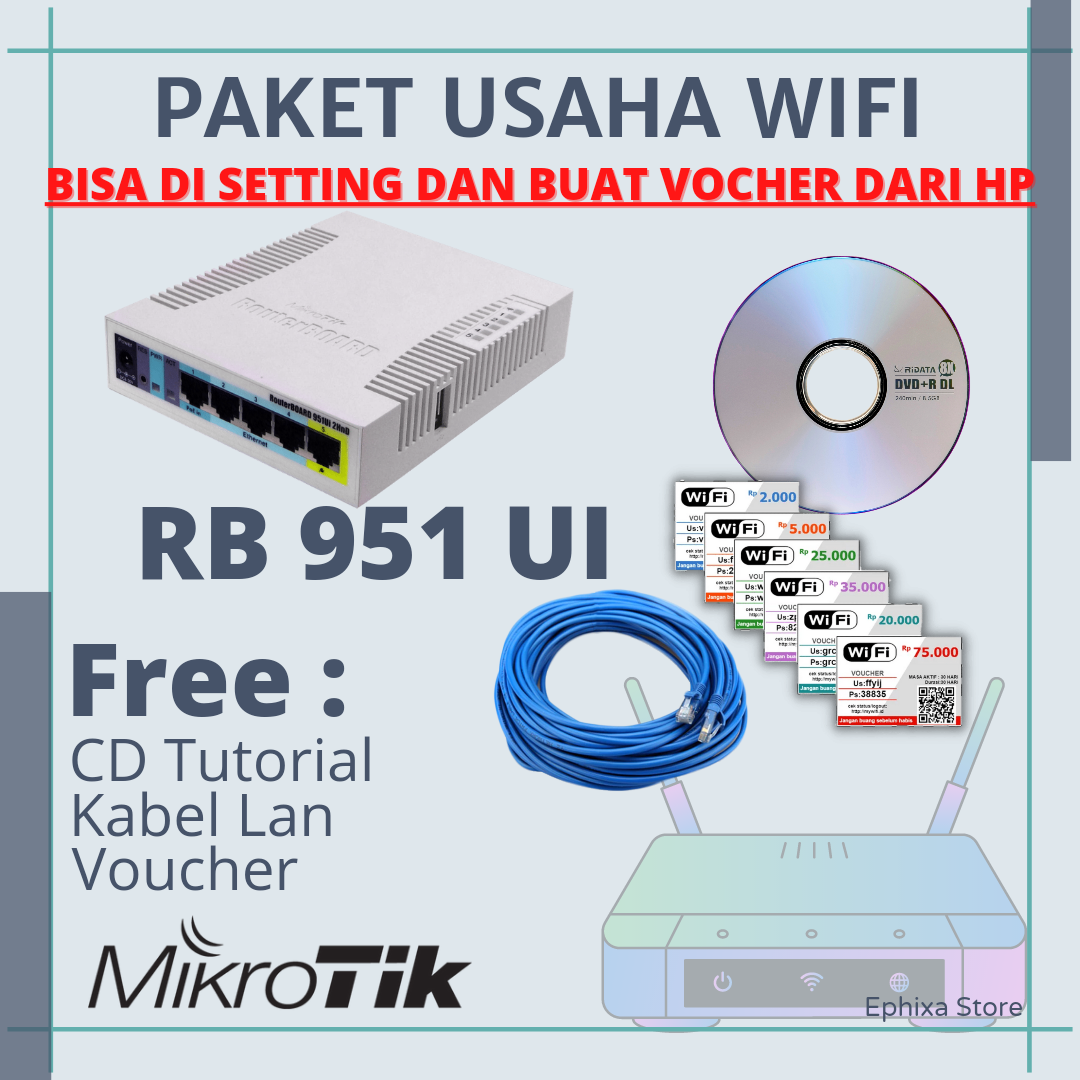 TERMURAH PAKET USAHA WIFI VOCER VOUCHER Mikrotik RB 951Ui SIAP PAKAI Lazada Indonesia