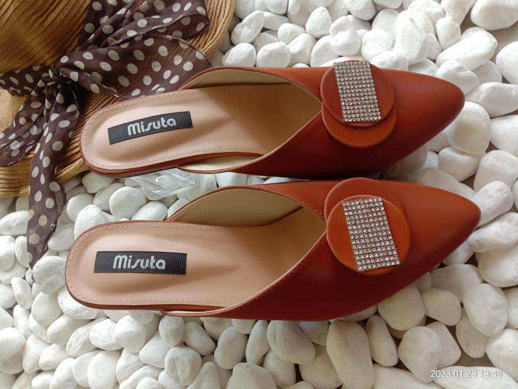 Misuta Heels sepatu wanita mules kode Cornetta Slip on Sepatu