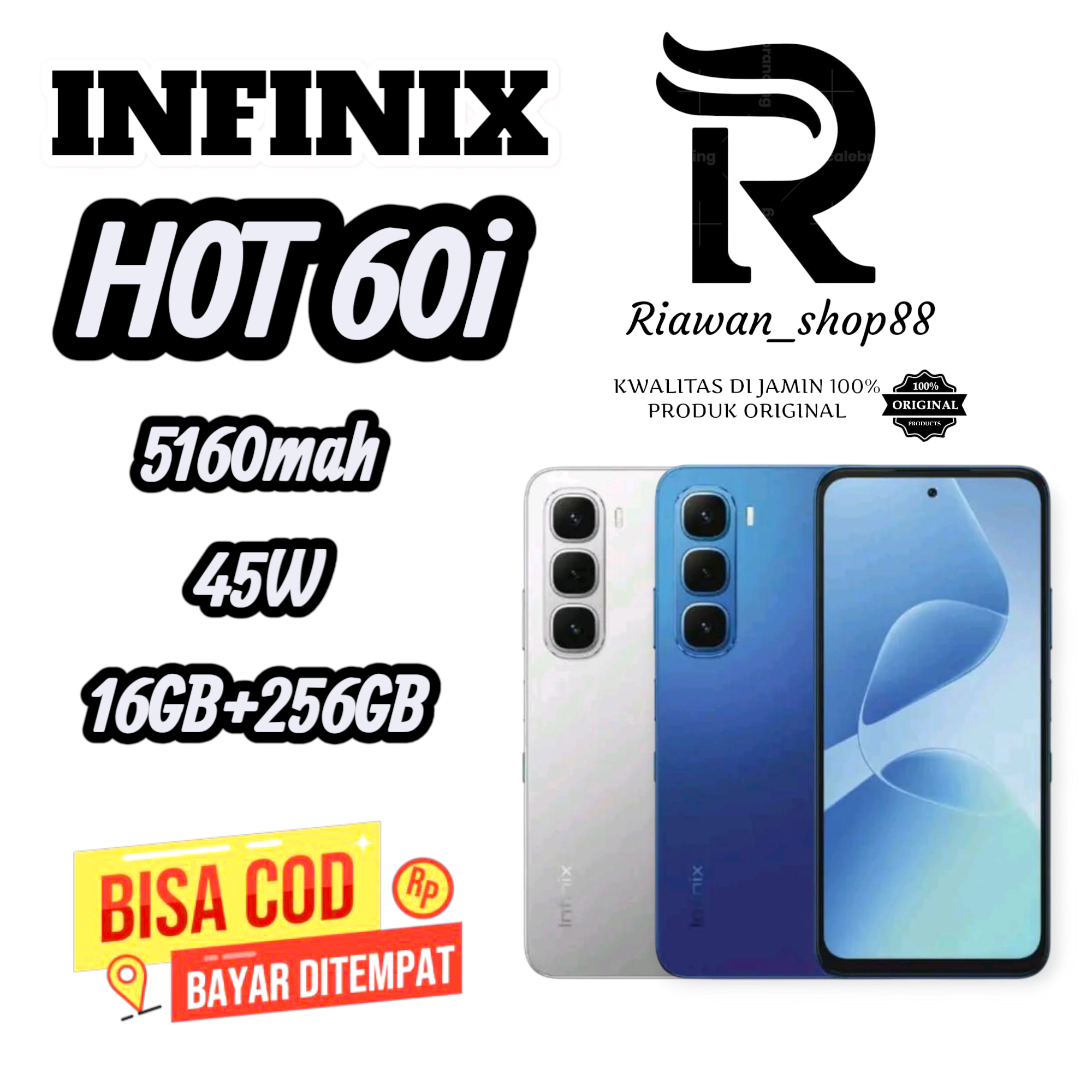 Infinix Hot 60i NFC 16 + 256 GB, 50 MP Cam, Helio gaming 81 Ultimate, 120Hz 1 year official warranty, IMEI registered Ministry Giá 1,145,000 Đồng*Miễn phí vận chuyển
