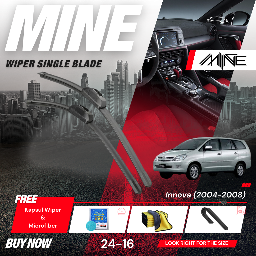 Wiper Frameless Single Blade TOYOTA INNOVA 1 Pasang FREE BONUS Harga 22,850 rupiah*Gratis Ongkir