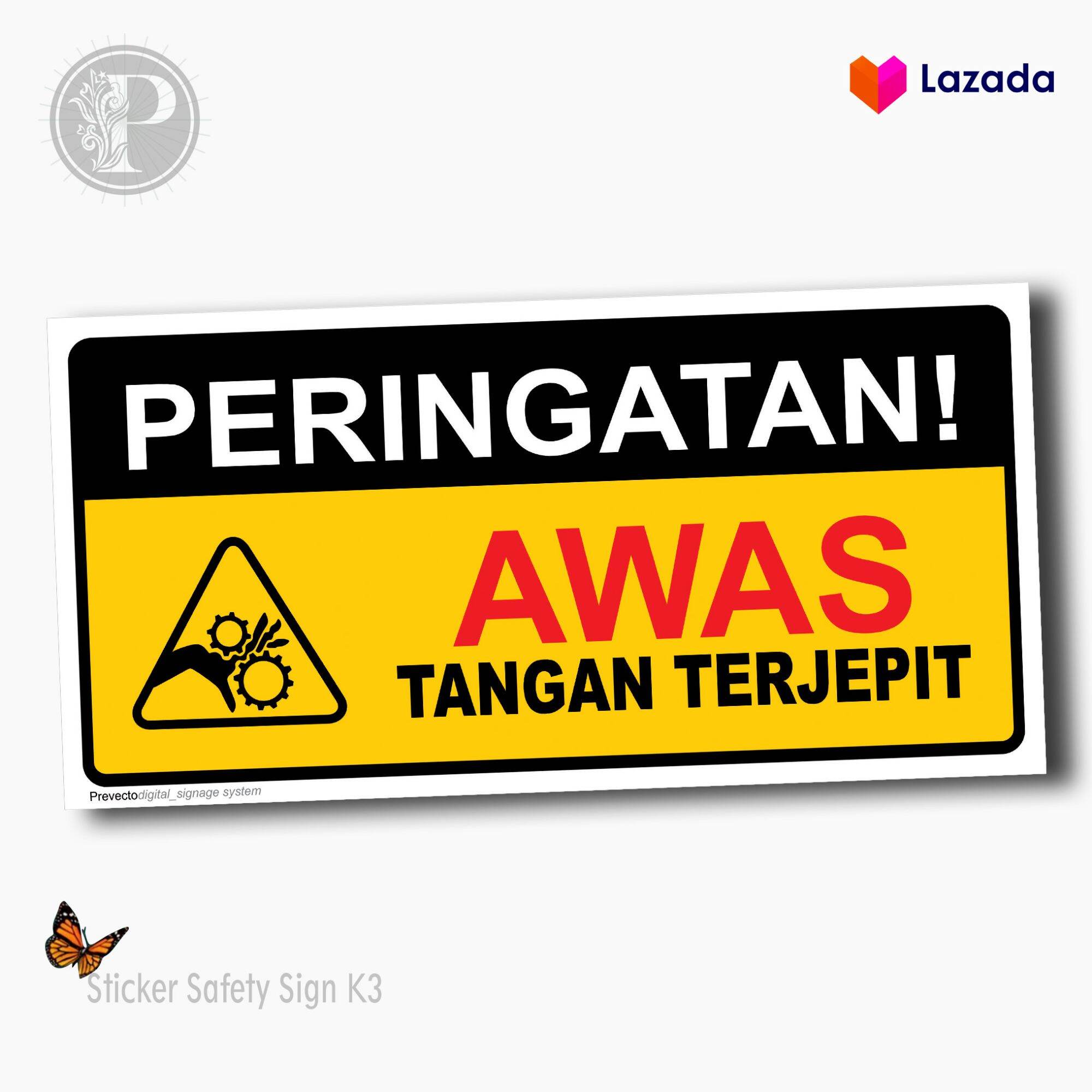 STICKER SAFETY SIGN K3 AWAS TANGAN TERJEPIT | Lazada Indonesia