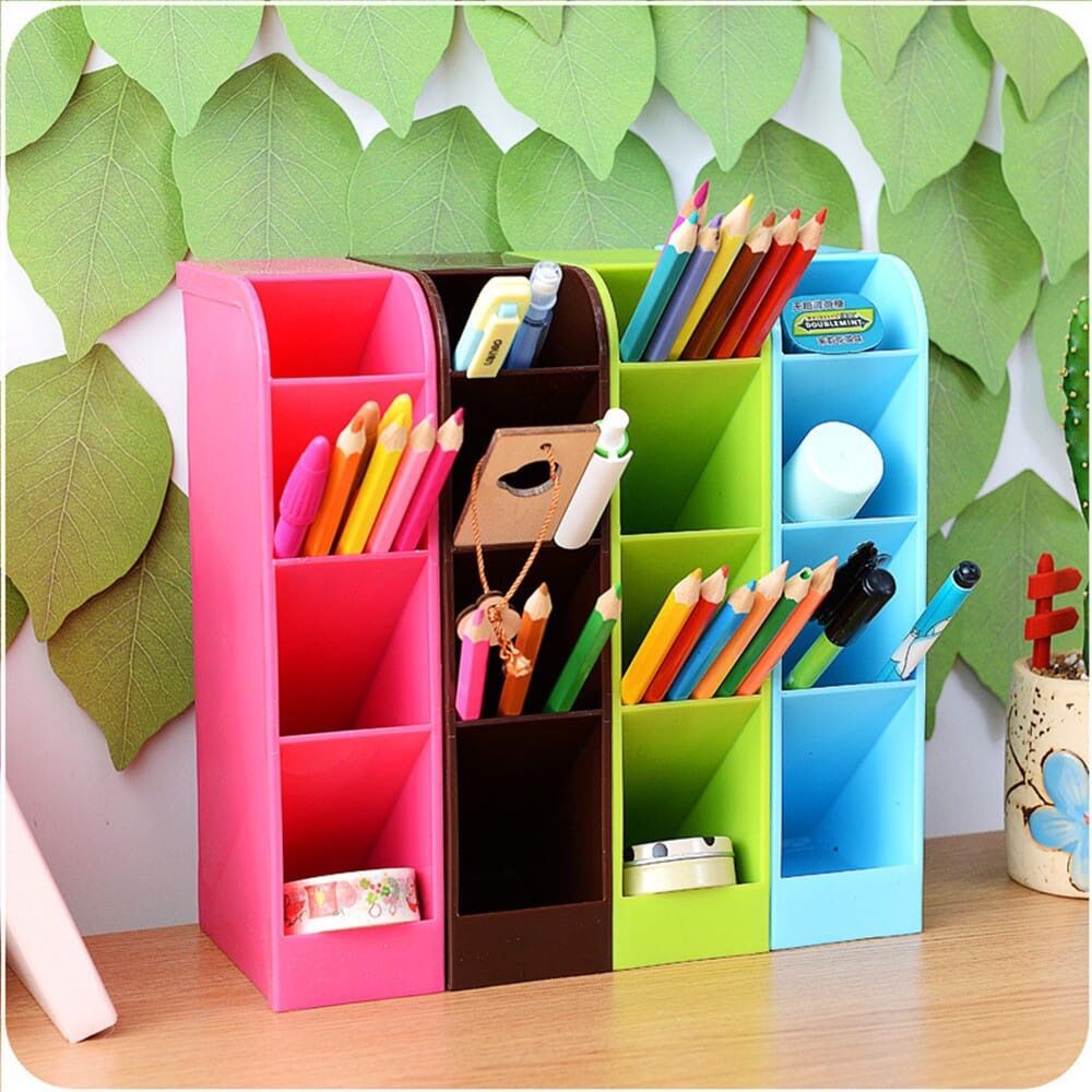 Rak 4 sekat/organizer alat tulis pen penghapus penggaris/rak alat tulis mini