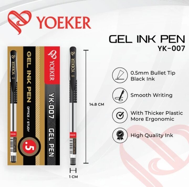 Pulpen Gell yoeker 007 1 pak isi 12pcs