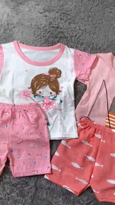 IBB Baju setelan pendek anak laki laki motif karakter lucu unisex pakaian set harian bayi cowok import bahan katun kaos kualitas premium usia 0-3 tahun 7007 7008 7009 7011