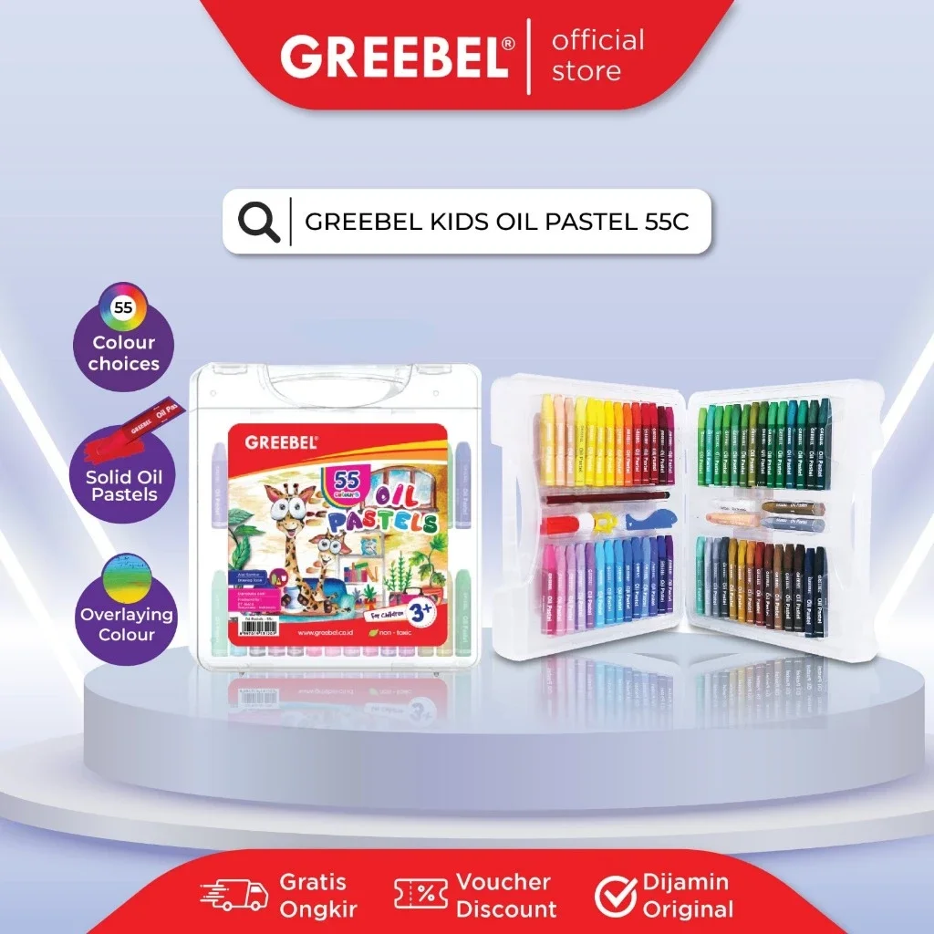 GREEBEL Crayon 55 Warna / Oil Pastel Greebel 55 Warna Harga 70,100 rupiah*Gratis Ongkir