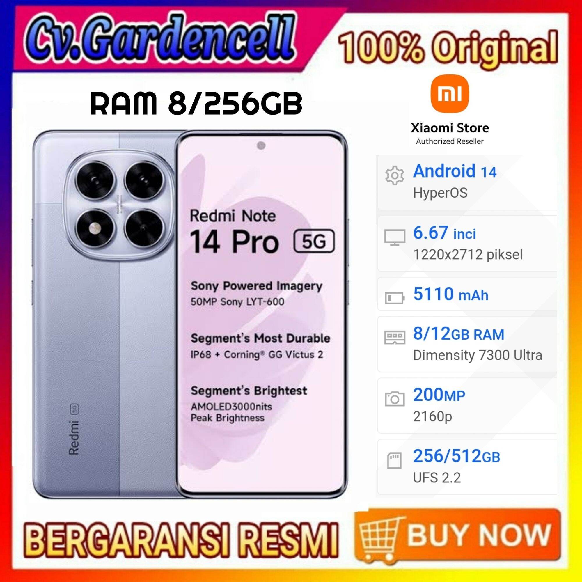 Xiaomi Redmi Note 14 Pro (5G) Ram 8/256gb Garansi Resmi Harga  3,955,000 Ringgit*Penghantaran Percuma