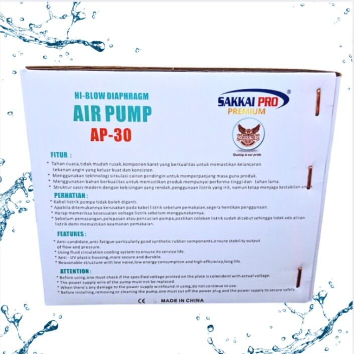 SAKKAI PRO AIRPUMP AP 30 HI BLOW DIAPHRAGM POMPA UDARA AERATOR KOLAM AQUARIUM