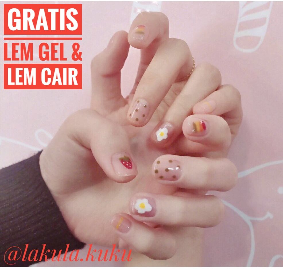 Kuku Palsu dan Lem Tahan Lama (021) Aesthetic Korea 24Pcs Fake Nails