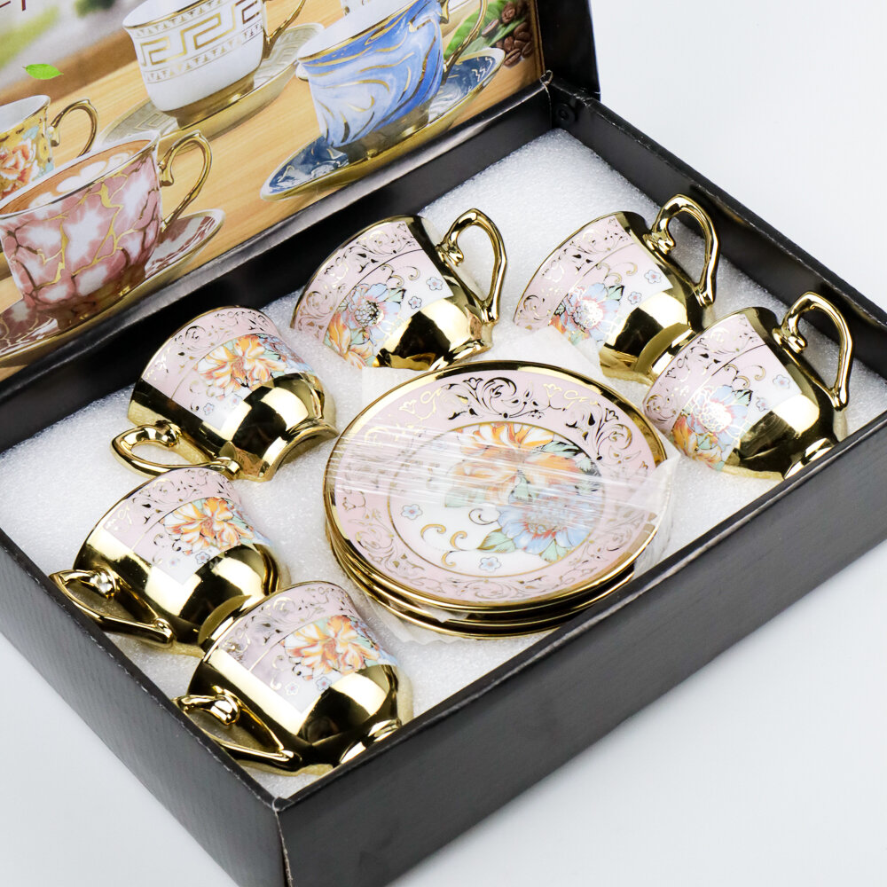 hampers kado cangkir keramik set 6 in 1 European style parcel lebaran cangkir teh
