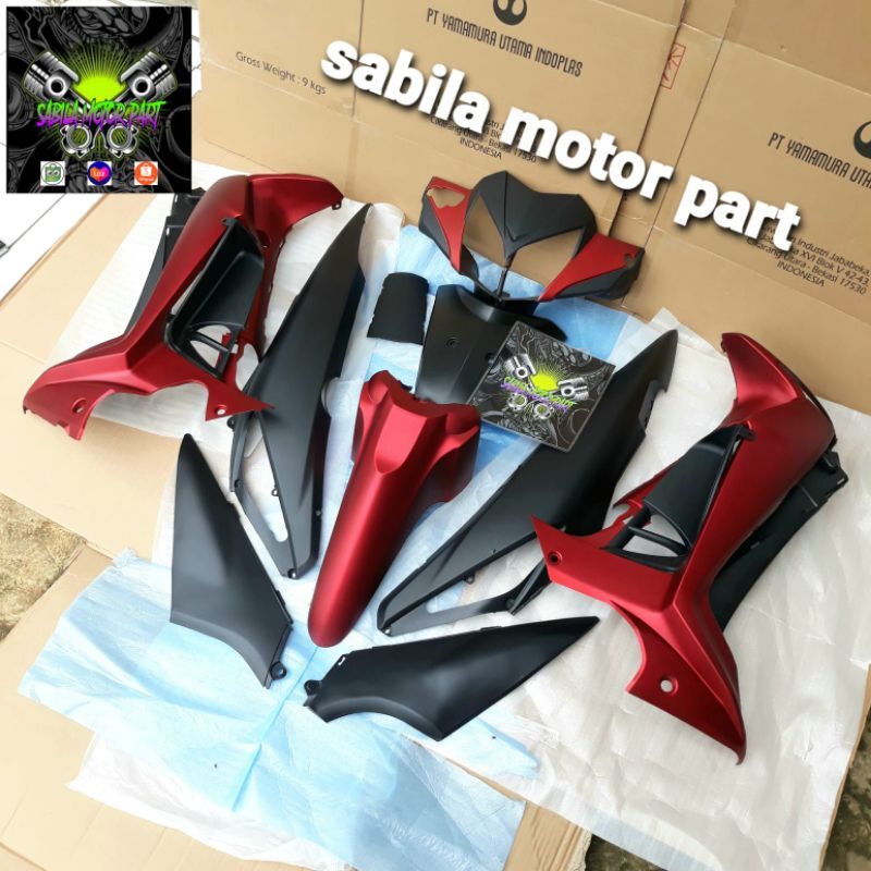 full sepaket body kasar Alus Honda Supra x 125 new Batman merah hitam doff Harga 1,163,800 rupiah*Gratis Ongkir