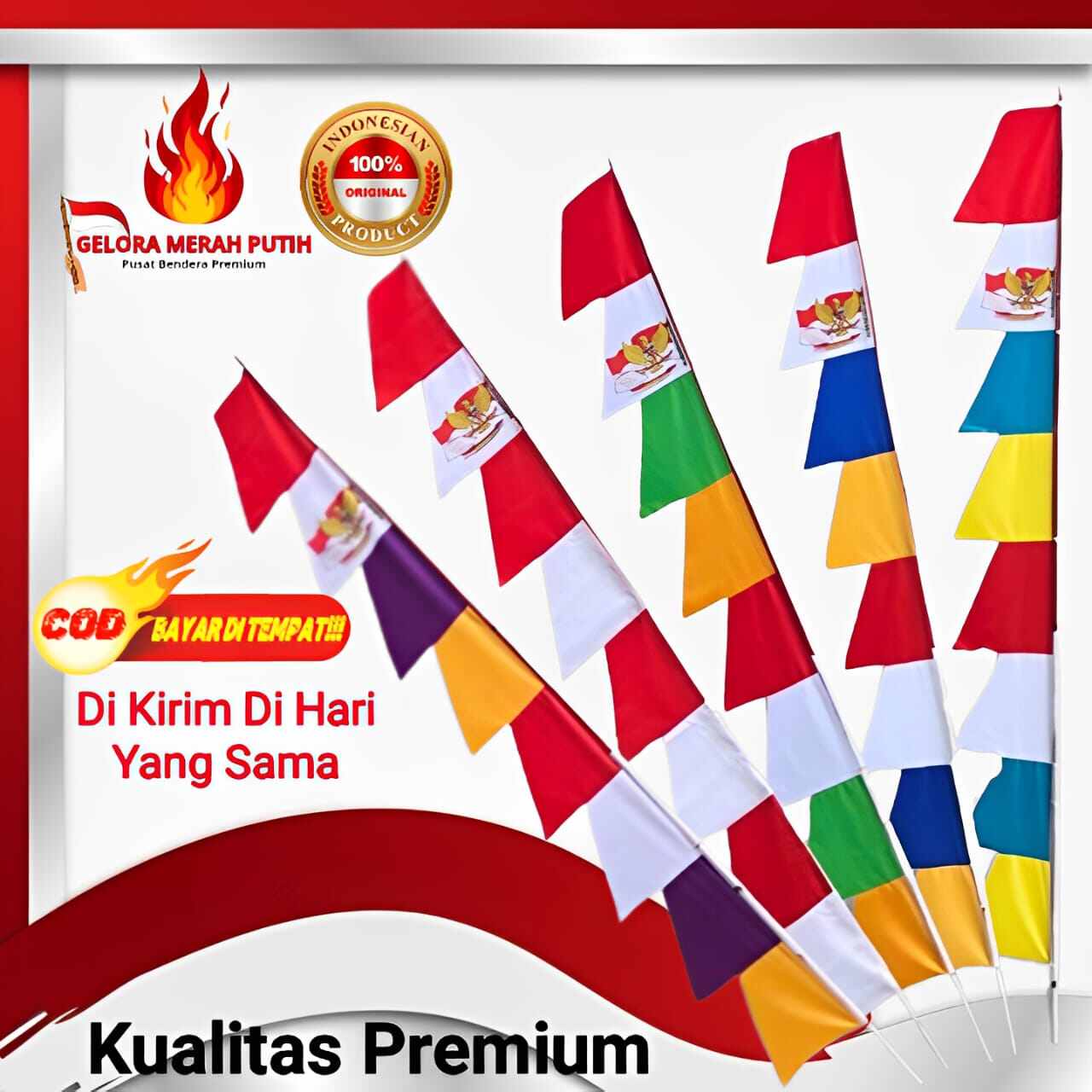 PAKET (20 PCS) Umbul Umbul Garuda Model Gergazi Hiasan 17 Agustusan Kemerdekaan Bendera Indonesia