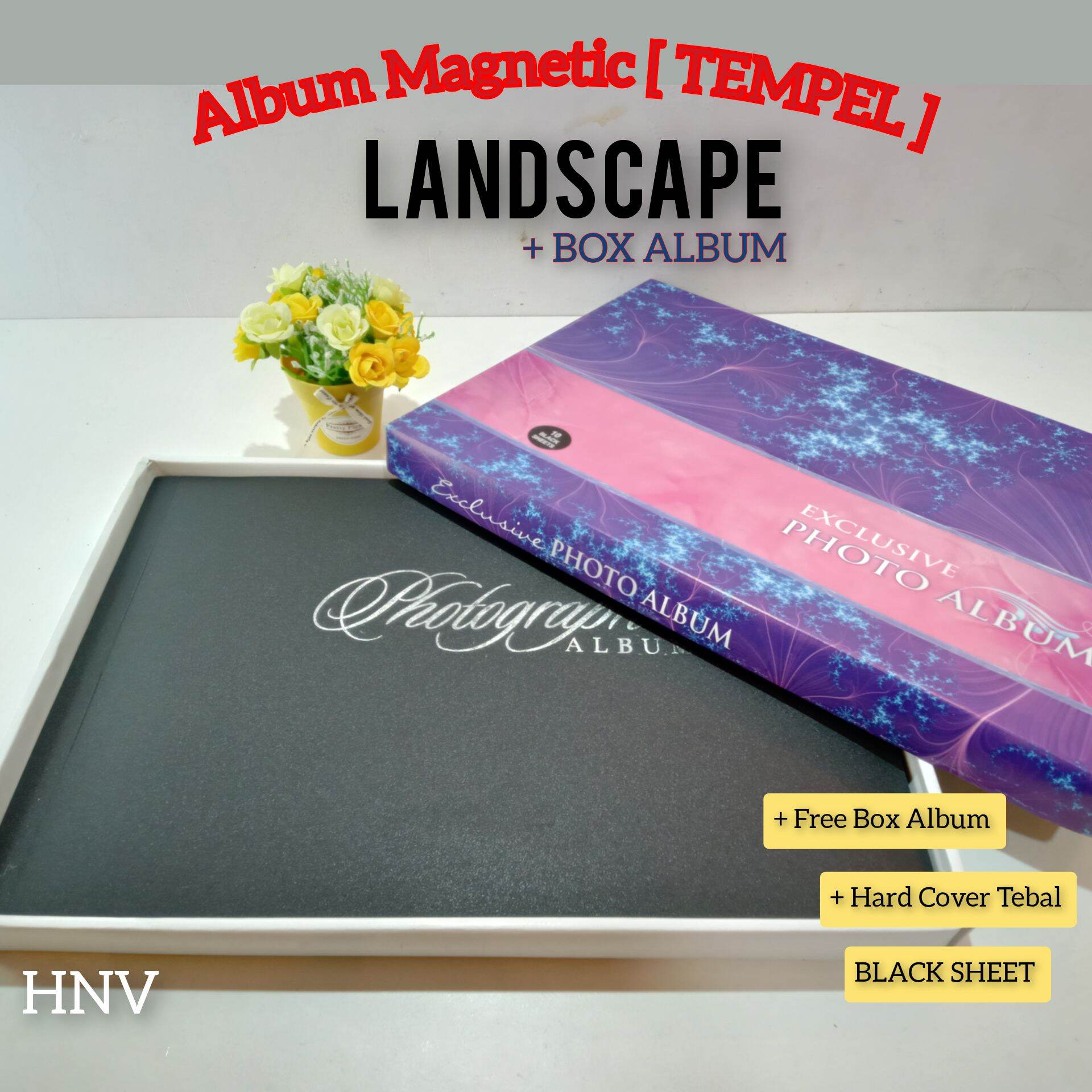 [+BOX ALBUM] ALBUM FOTO WEDDING BLACK SHEET LANDSCAPE + BOX