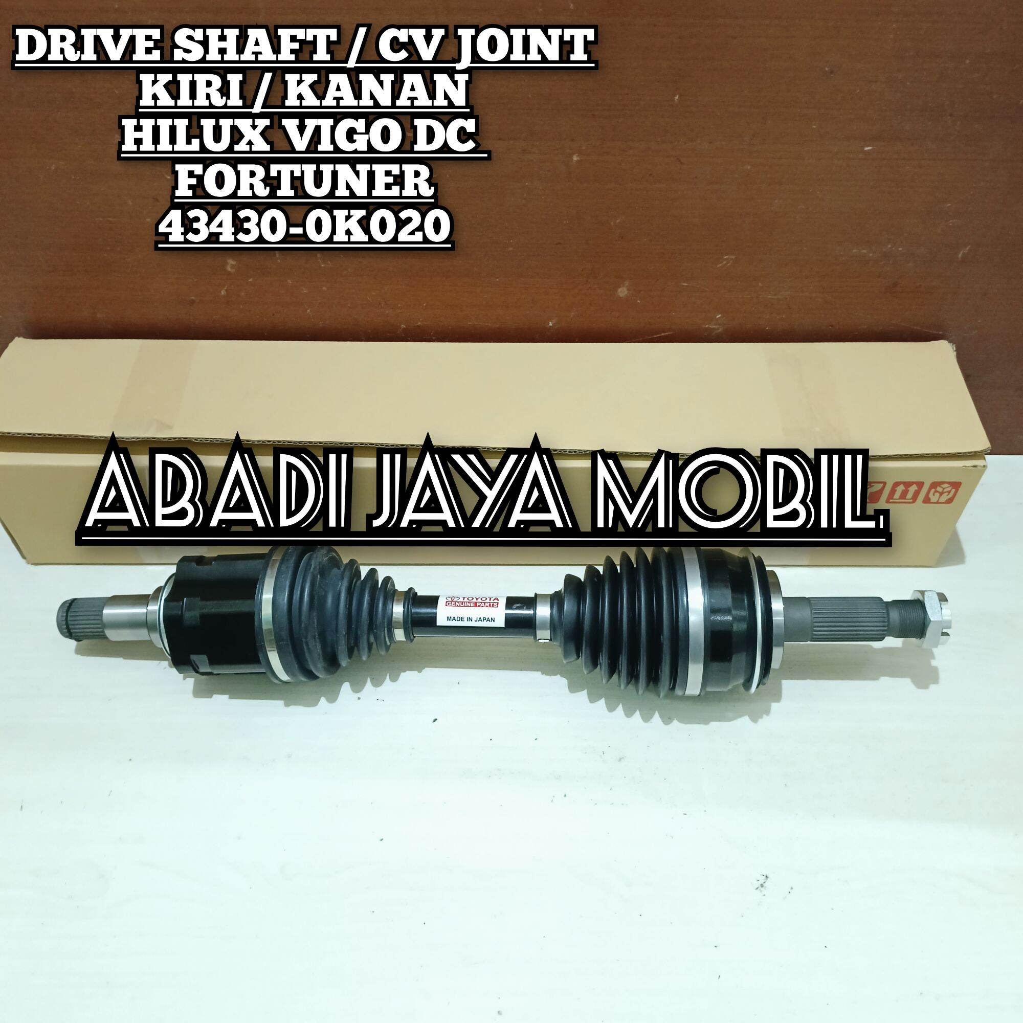 DRIVE SHAFT ASSY DEPAN HILUX VIGO DC CV JOINT DEPAN HILUX DC FORTUNER 43430-0K020 Harga 780,000 rupiah*Gratis Ongkir