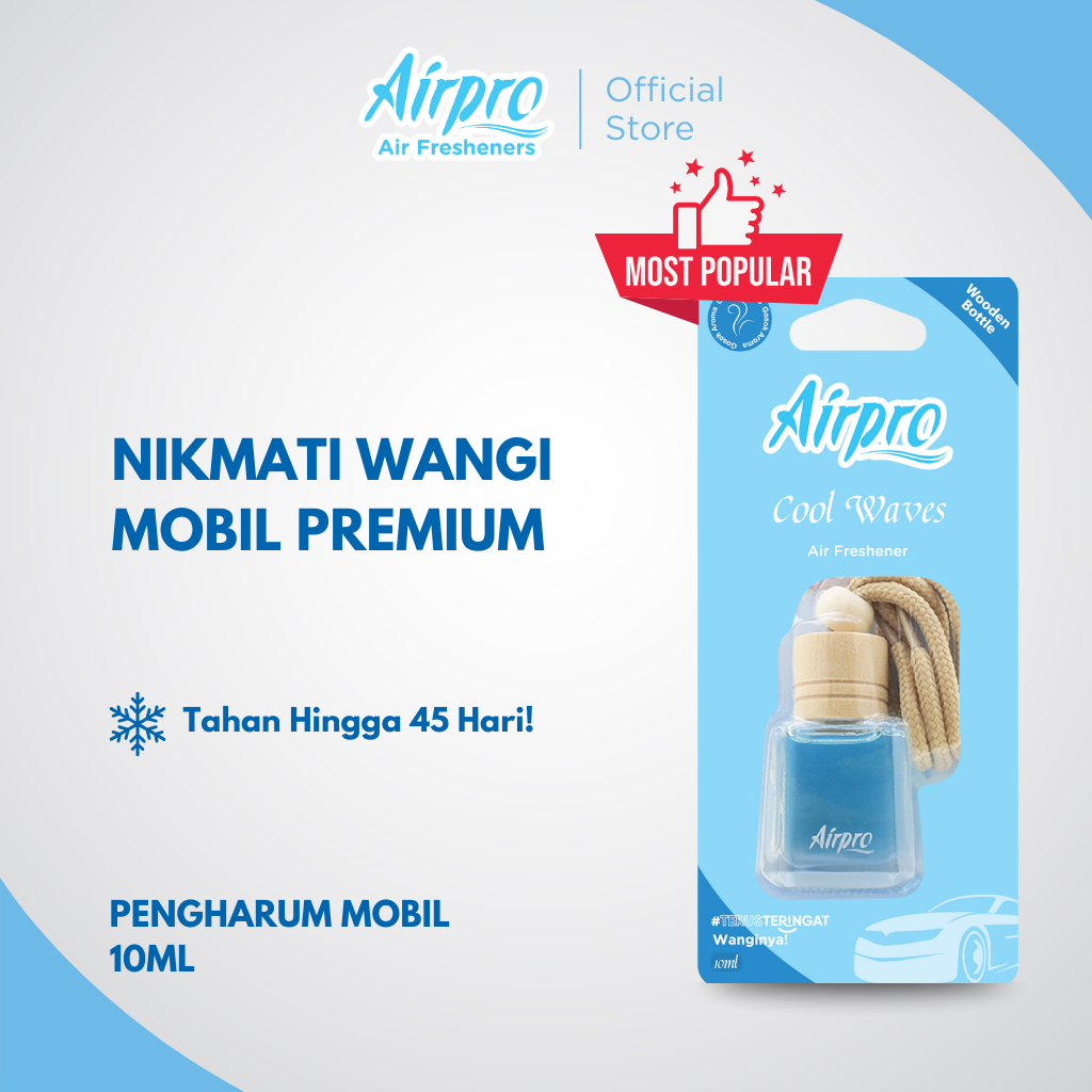 Airpro Wooden Bottle Cool Waves Parfum Mobil Gantung Harga 32,190 rupiah*Gratis Ongkir