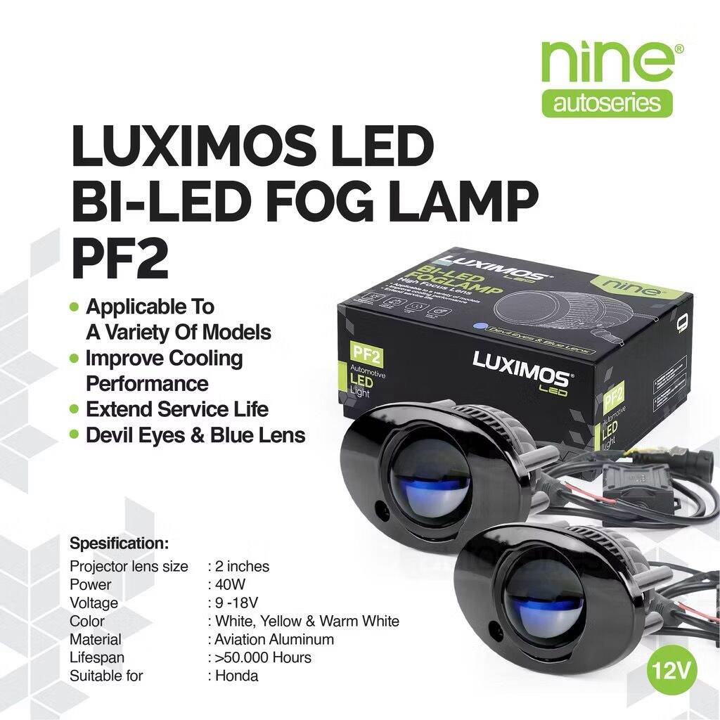NINE LUXIMOS FOGHLAMP TOYOTA HONDA PNP 80W 2 INCH PROJECTOR SUPER TERANG PUTIH KUNING PF2 - NINE Harga 875,000 rupiah*Gratis Ongkir