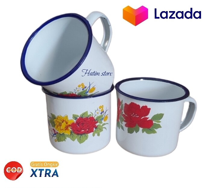 Hatim Store, 1 Dozen 12 Pcs Vintage Mini Flower Motif Zinc Enamel Coffee Cups Uk 6 cm 7 cm