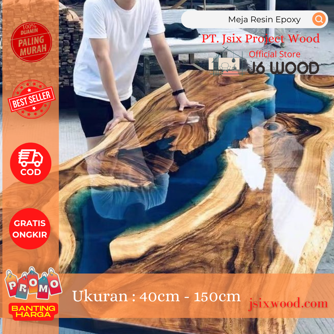Promo Termurah Meja Resin Epoxy Solid Wood Premium Luxury Table Dining