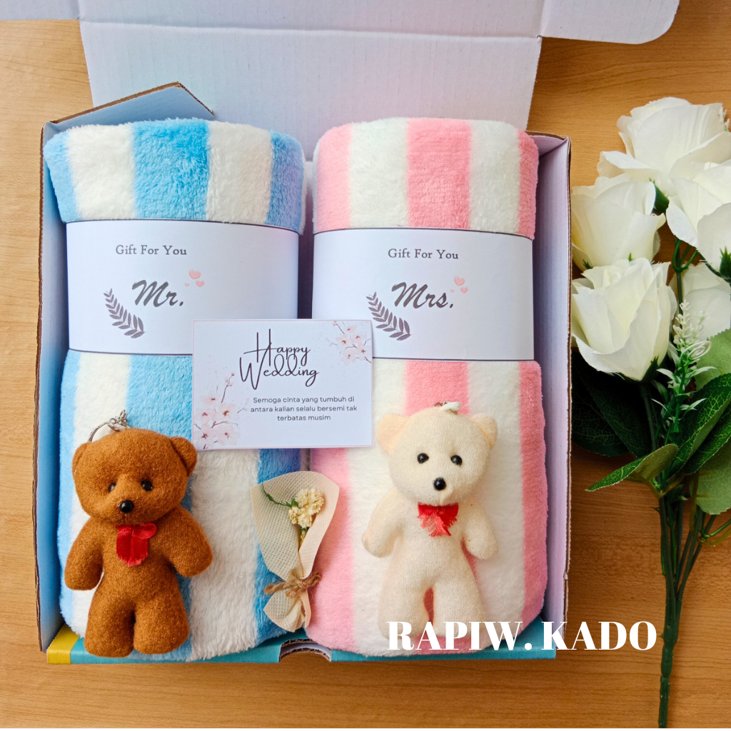 Hampers Kado Pernikahan Handuk Couple Jumbo 70 * 140 cm | Paket Handuk Couple pernikahan
