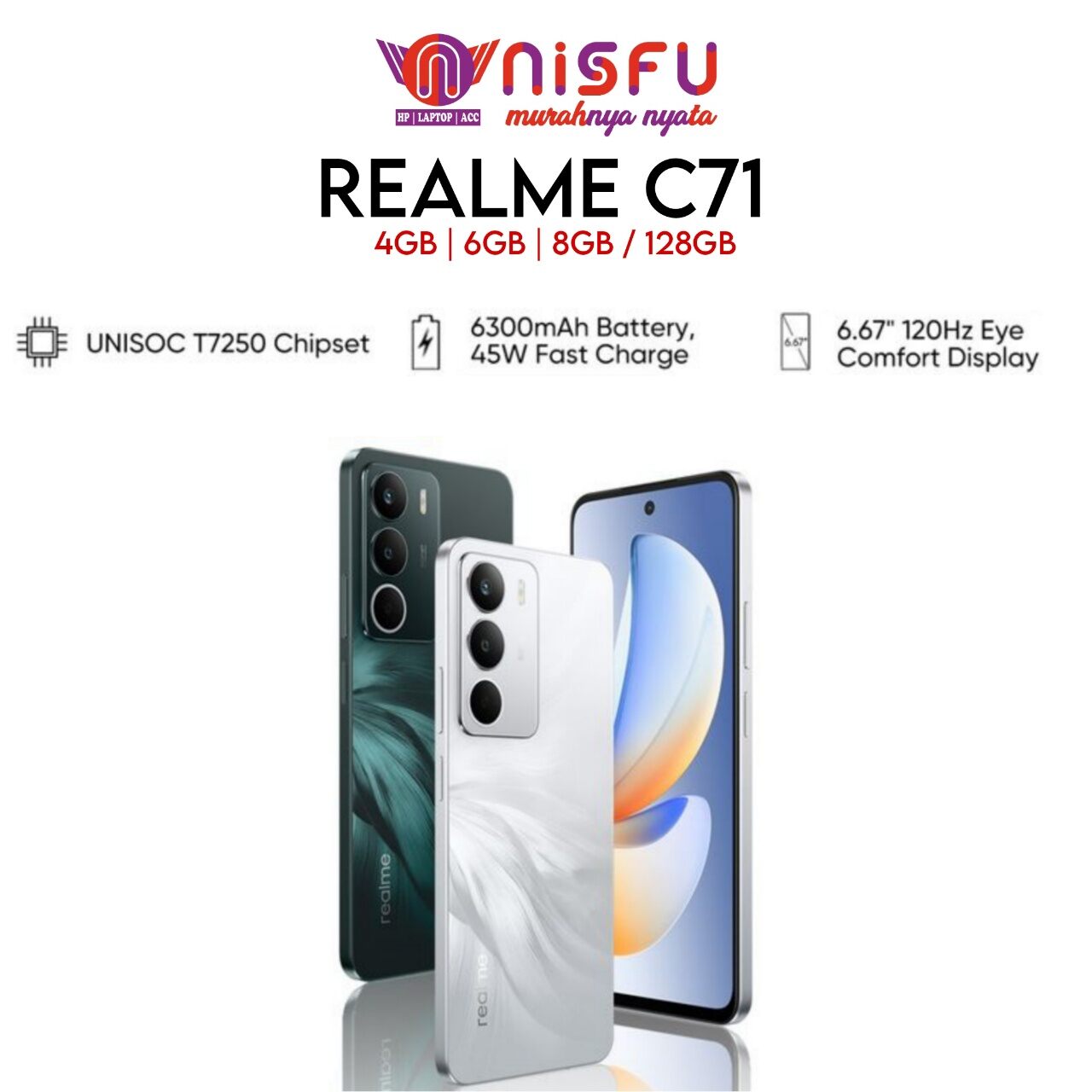 REALME C71 8GB*|12GB*|16GB*/128GB | NFC | 6,67" 120Hz | 6300Mah | 45W FAST CHARGE | GARANSI RESMI Harga  1,649,000 Ringgit*Penghantaran Percuma