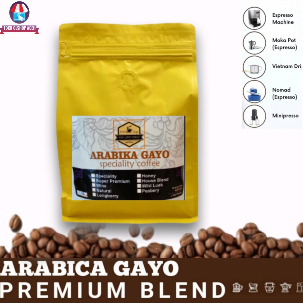 Best Selling Original Aceh Coffee Espresso Original Arabika Arabica Gayo Blend 1kg Pure from Olshop Ac…