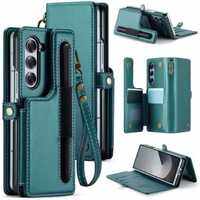 Leather Case Multi Slot Kartu Samsung Z Fold 7 - Z Fold 6 RFID Blocking Premium Leather Case Magnetic Caseme C22