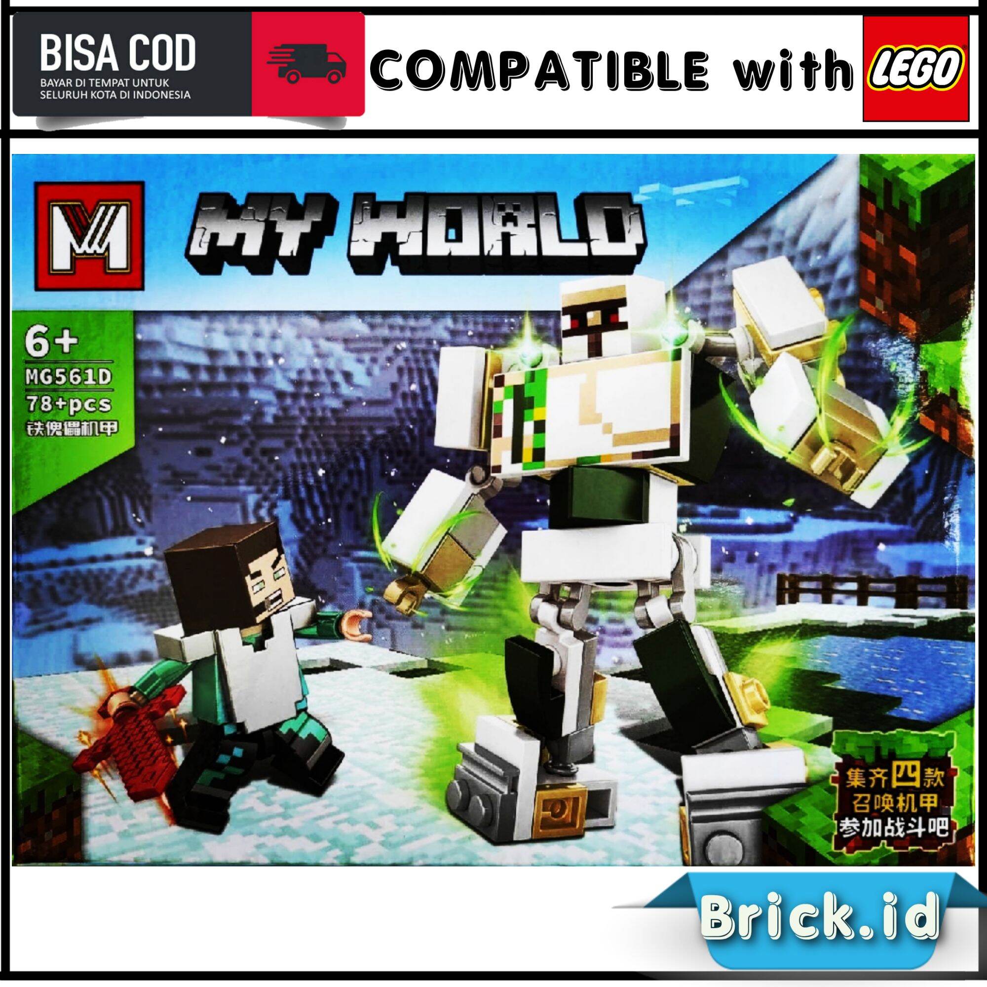 Mainan minecraft figure iron golem creeper steve alex minicraft mine craft Lego minecraft