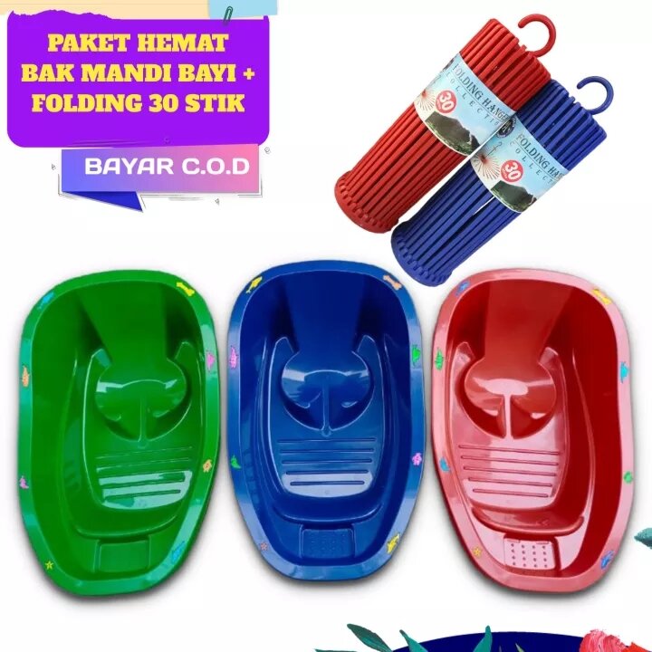 Paket Hemat Bak Mandi Bayi + hanger folding 30 stik