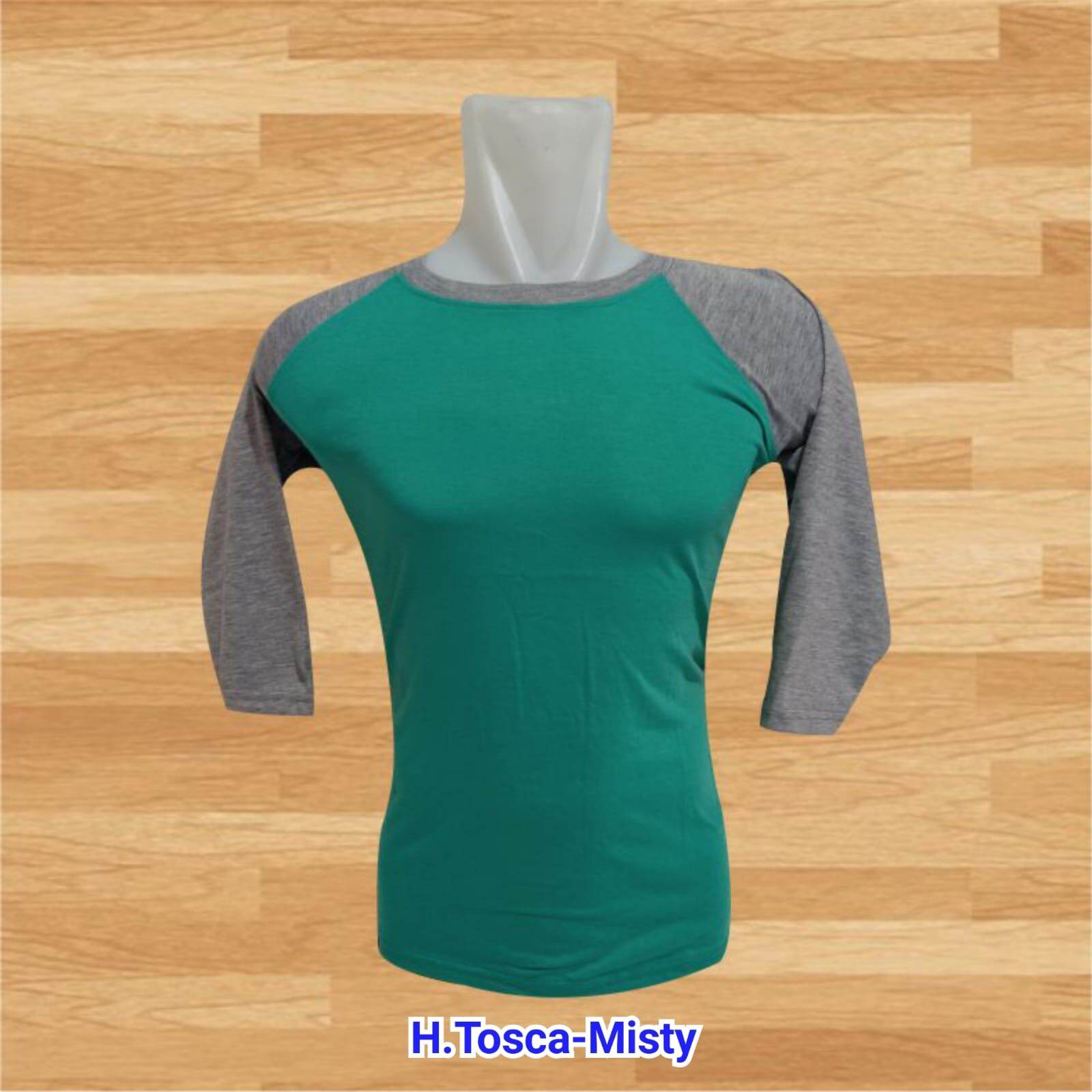 Kaos Raglan Polos Lengan Warna Hijau Tosca Kombinasi Misty Lazada Indonesia