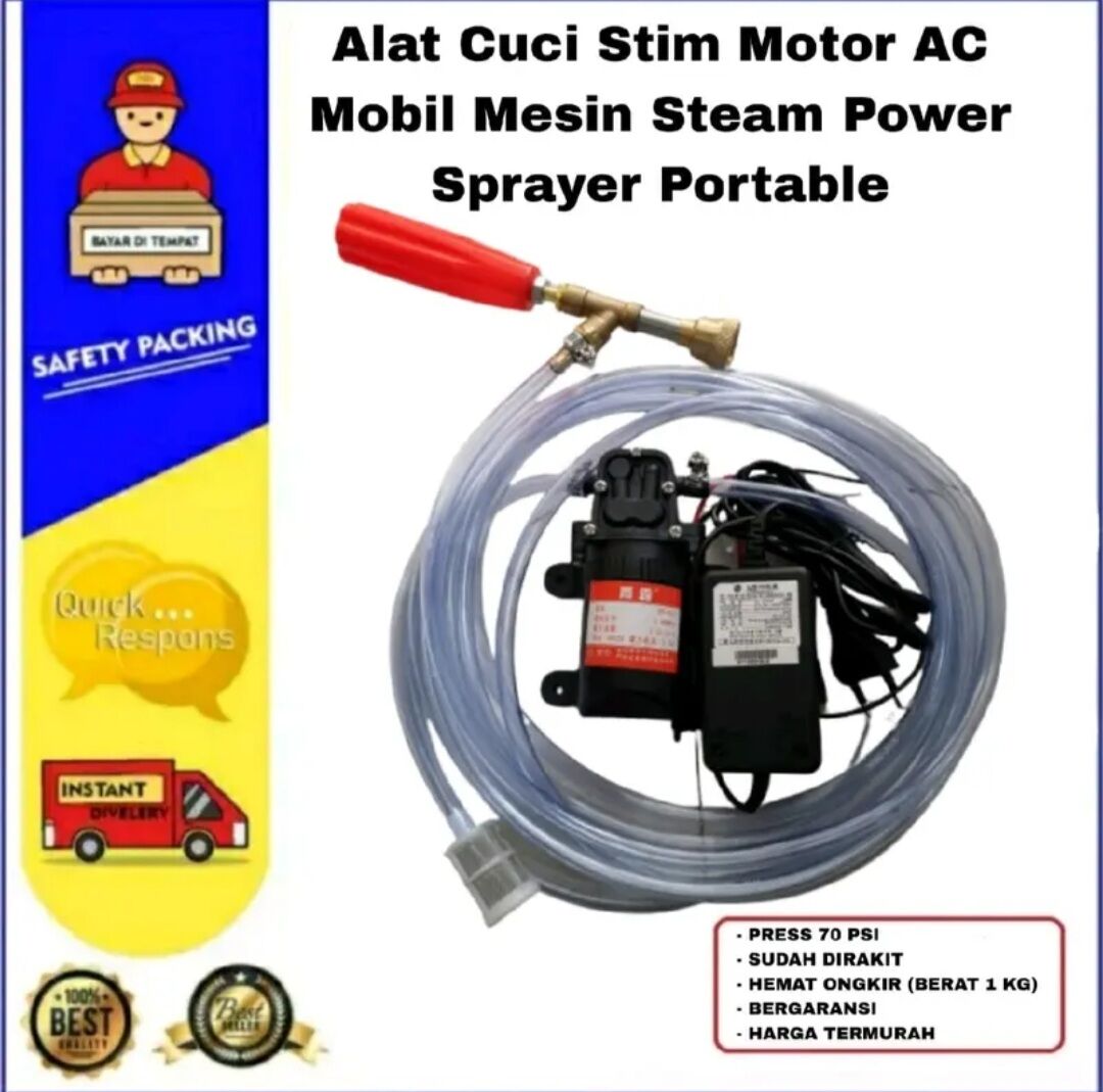 Alat Cuci Motor Mobil AC Steam Stim Mini Pompa DC 12 Volt 70 Psi Harga  125,000 rupiah*Gratis Ongkir