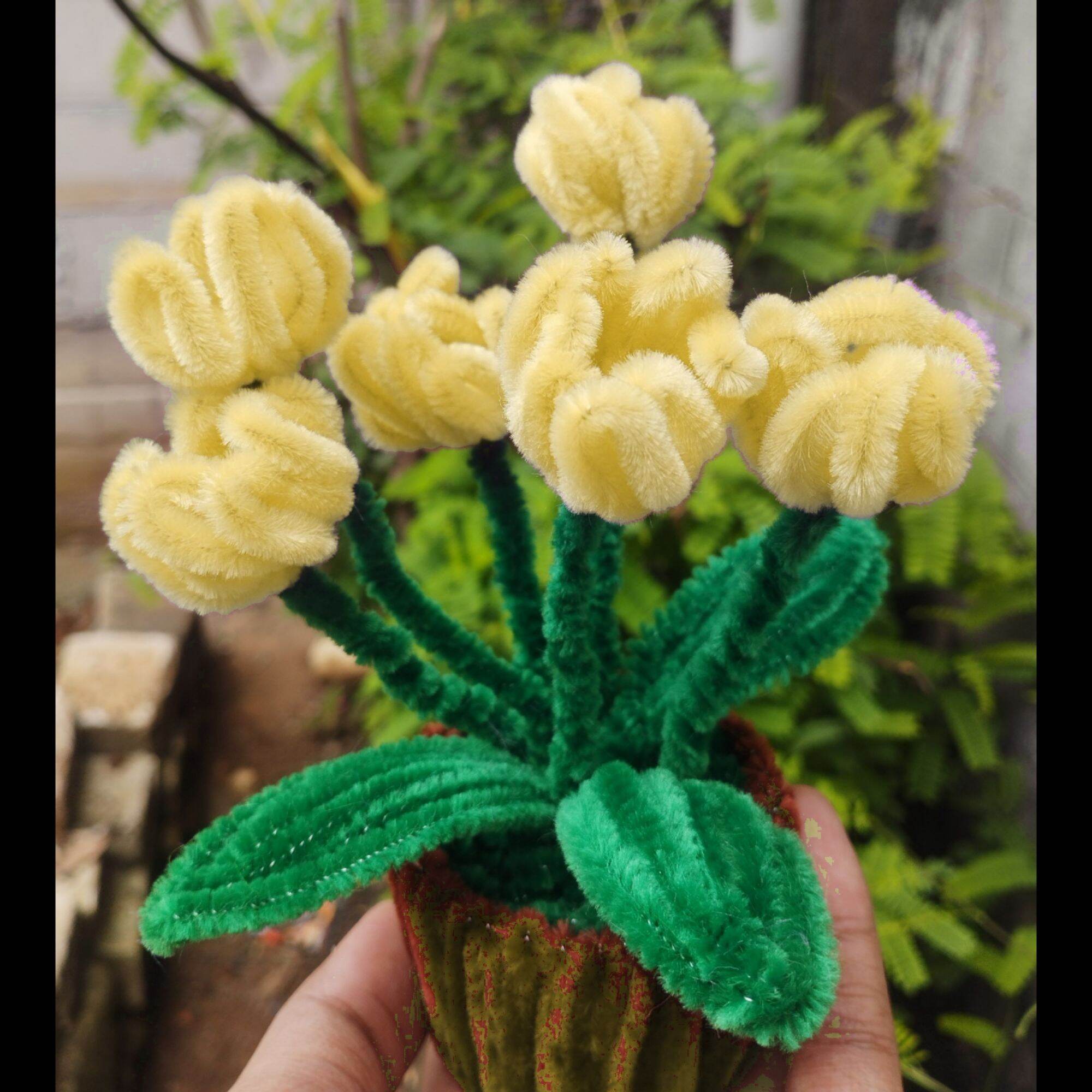 BUNGA POT MINI KAWAT BULU MERCY BUNGA TULIP PIPE CLEANER