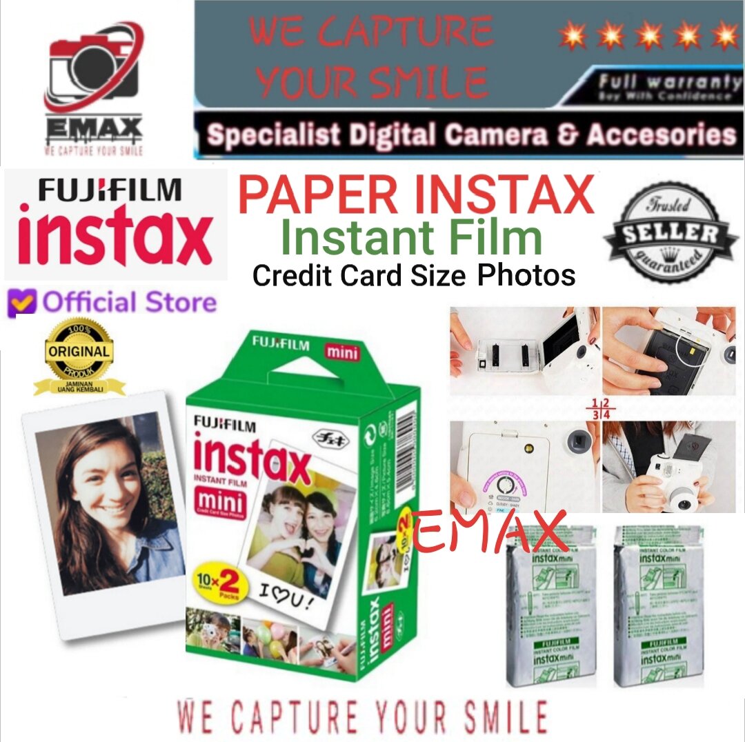 Fujifilm Instax Mini Paper Polos 10 Sheets x 10 Sheets Fuji Film Refill  Polaroid Instant Film Kertas Photo
