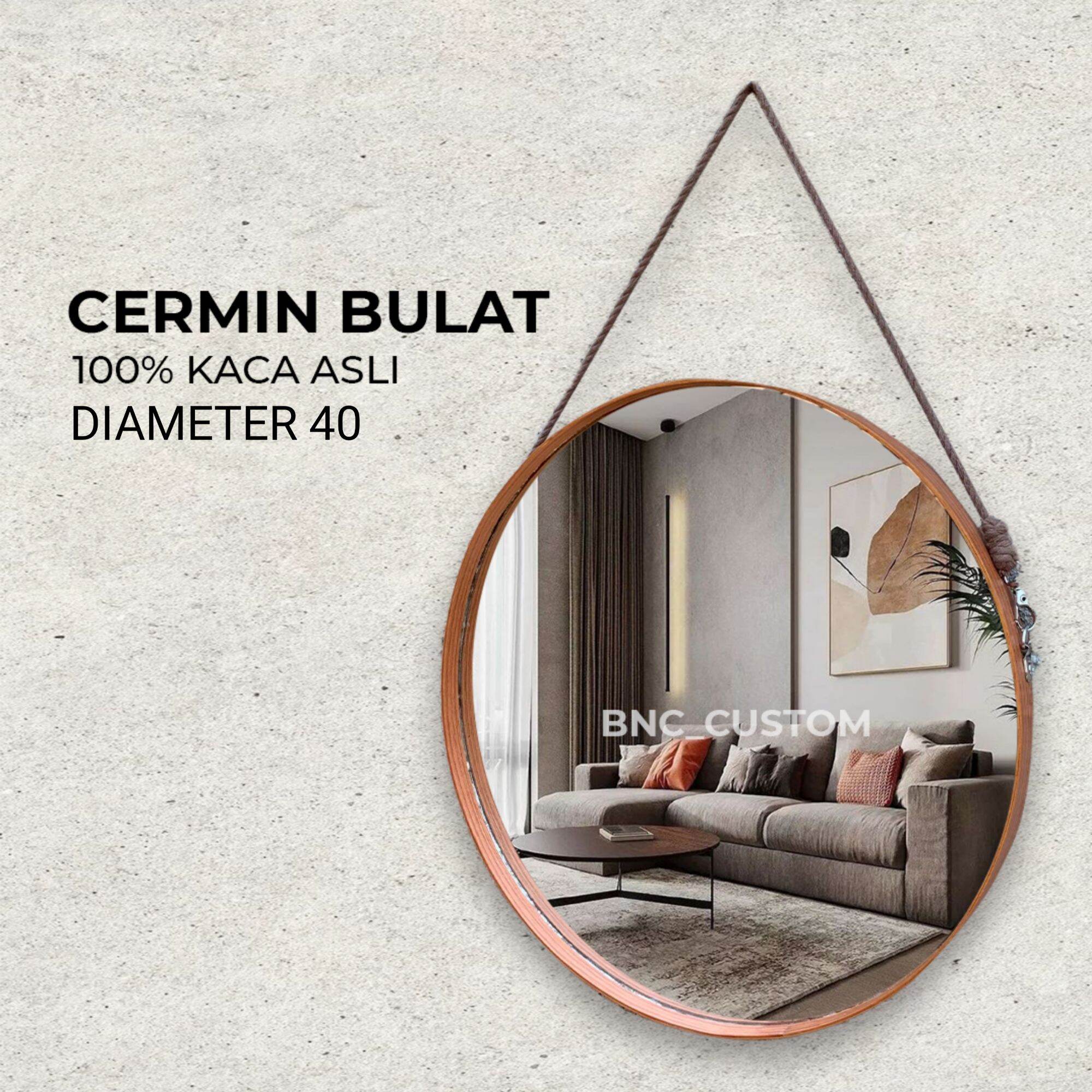 CERMIN BULAT AESTHETICH DIAMETER 40CM /CERMIN GANTUNG/100%KACA ASLI