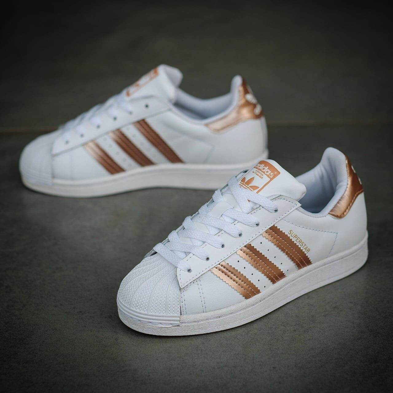 adidas superstar white and gold