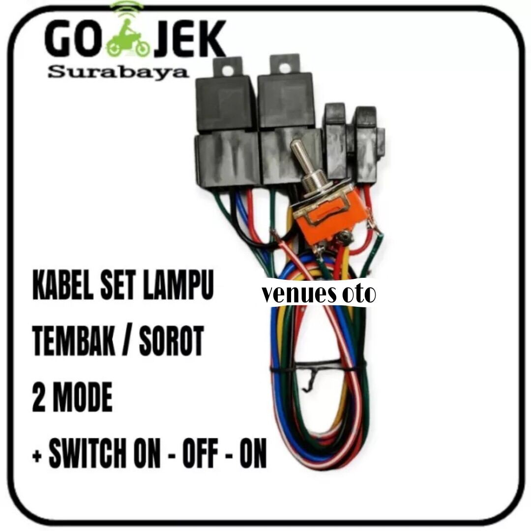 Kabel Set Relay Lampu Tembak / Sorot / Tambahan 2 Mode High Low Plus