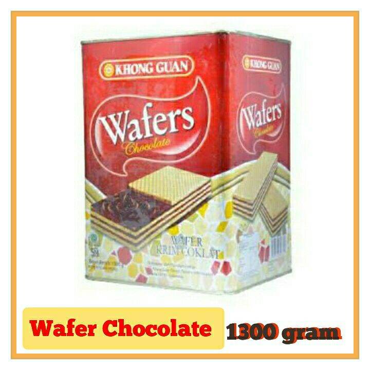 Wafer Khong Guan Chocolate 1300 G Wafer Krim Coklat Kaleng Kotak