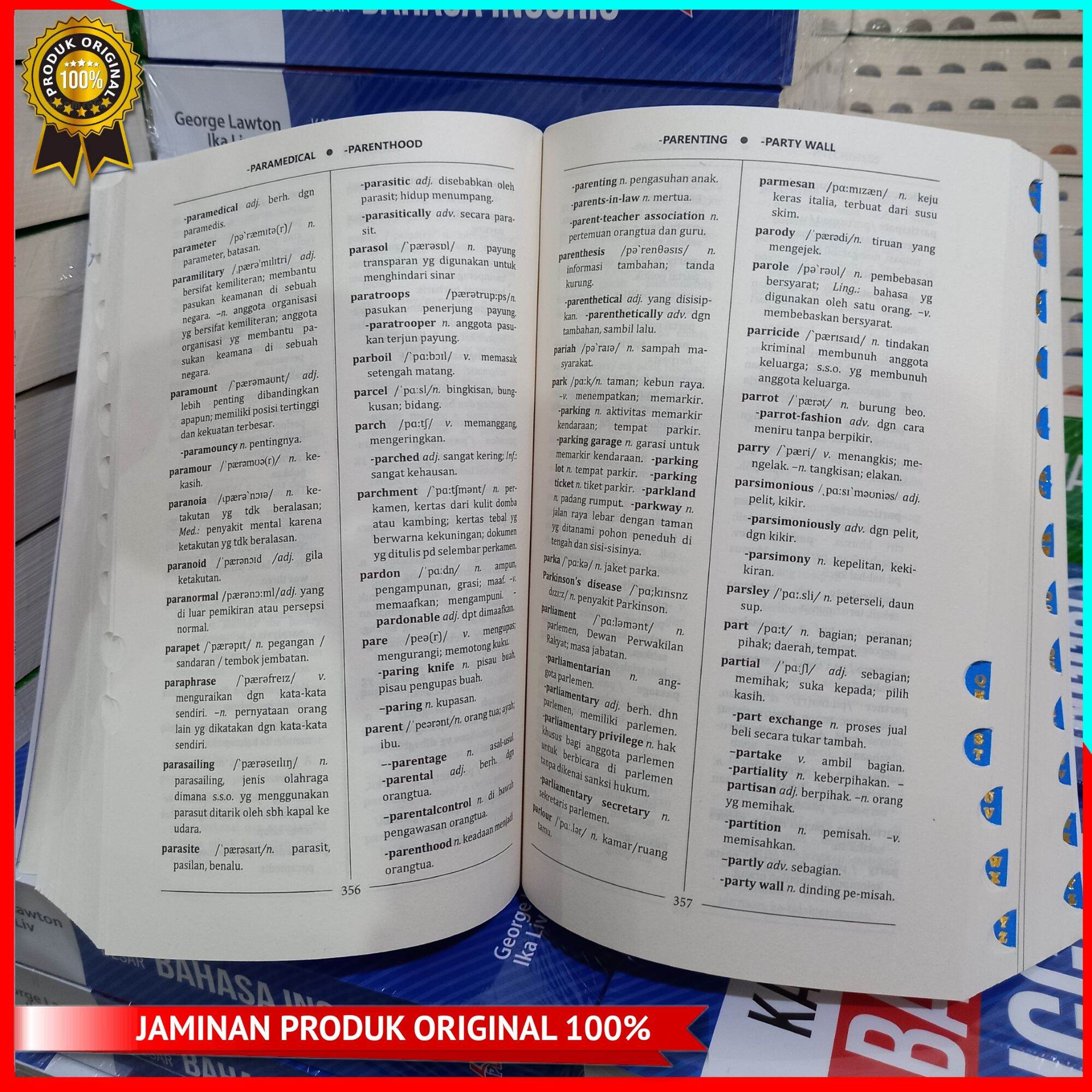 KAMUS BAHASA INGGRIS LENGKAP : Besar Inggris - Indonesia, Indonesia - Inggris, INDEX Abjad, Pustaka Baru Press. 