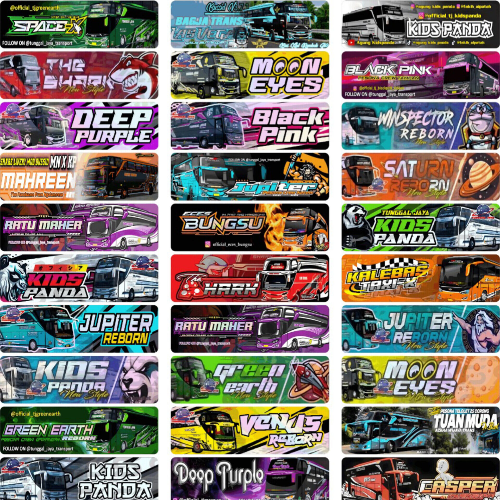 Sticker Basuri Pack STIKER BUS BASURI HOLOGRAM & BIASA (SUDAH DIPOTONG) 45 GAMBAR STICKER ...
