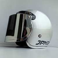 Helm Bogo JPN Original Classic List Chrome Silver metalik sepaket dengan kaca