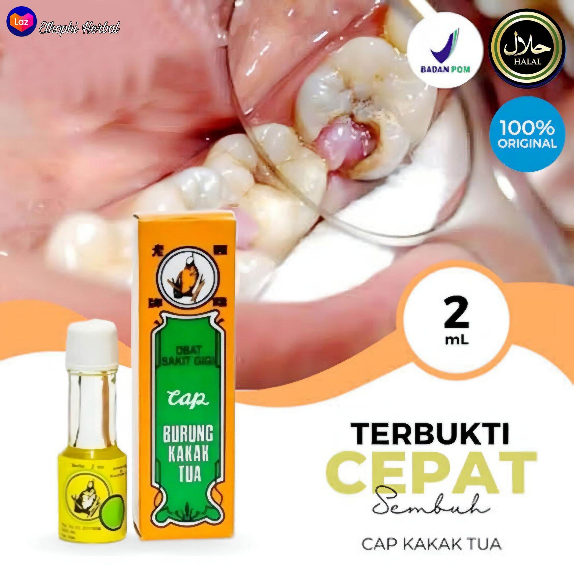 Obat Sakit Gigi Cap Burung Kakak Tua 2 ml - Pereda Sakit Gigi Berlubang ...