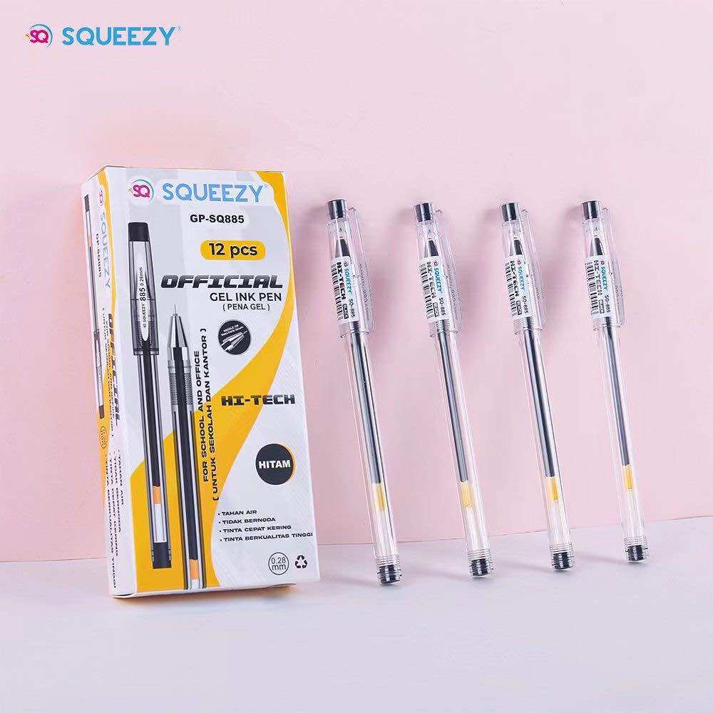 (12pc) HI TECH SQUEEZY 0.28MM/PEN GEL HITECH HI-TECH Murah/ Hi tech H