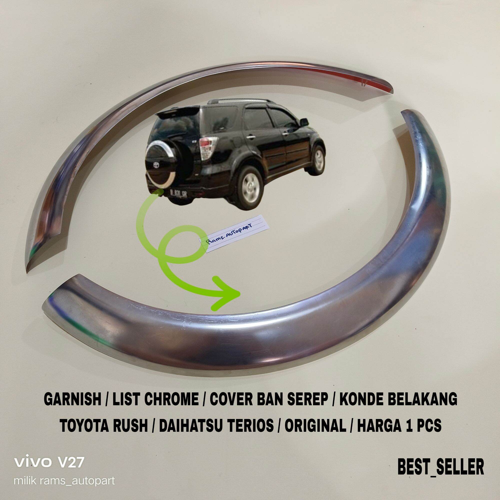 Promo Garnish List Chrome Spare Tire Cover Rear Konde Rush / Terios / Original 100% Harga 350,000 rupiah*Gratis Ongkir