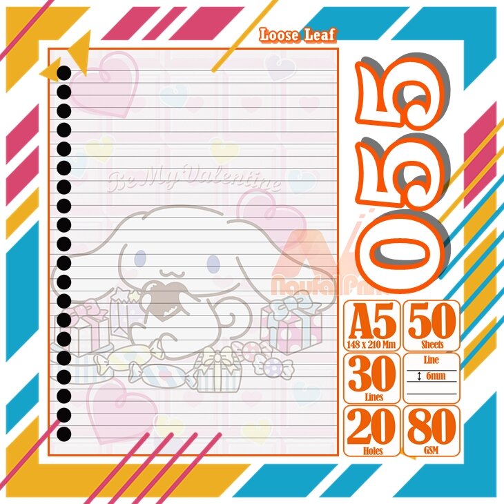 Binder A5 Loose Leaf Leef Karakter Cinomorol hello kitty kucing lucu kartun Isi 50 Lembar isi Ulang full warna lucu pelajar buku mahasiswa sekolah siswa kertas Vol- 9
