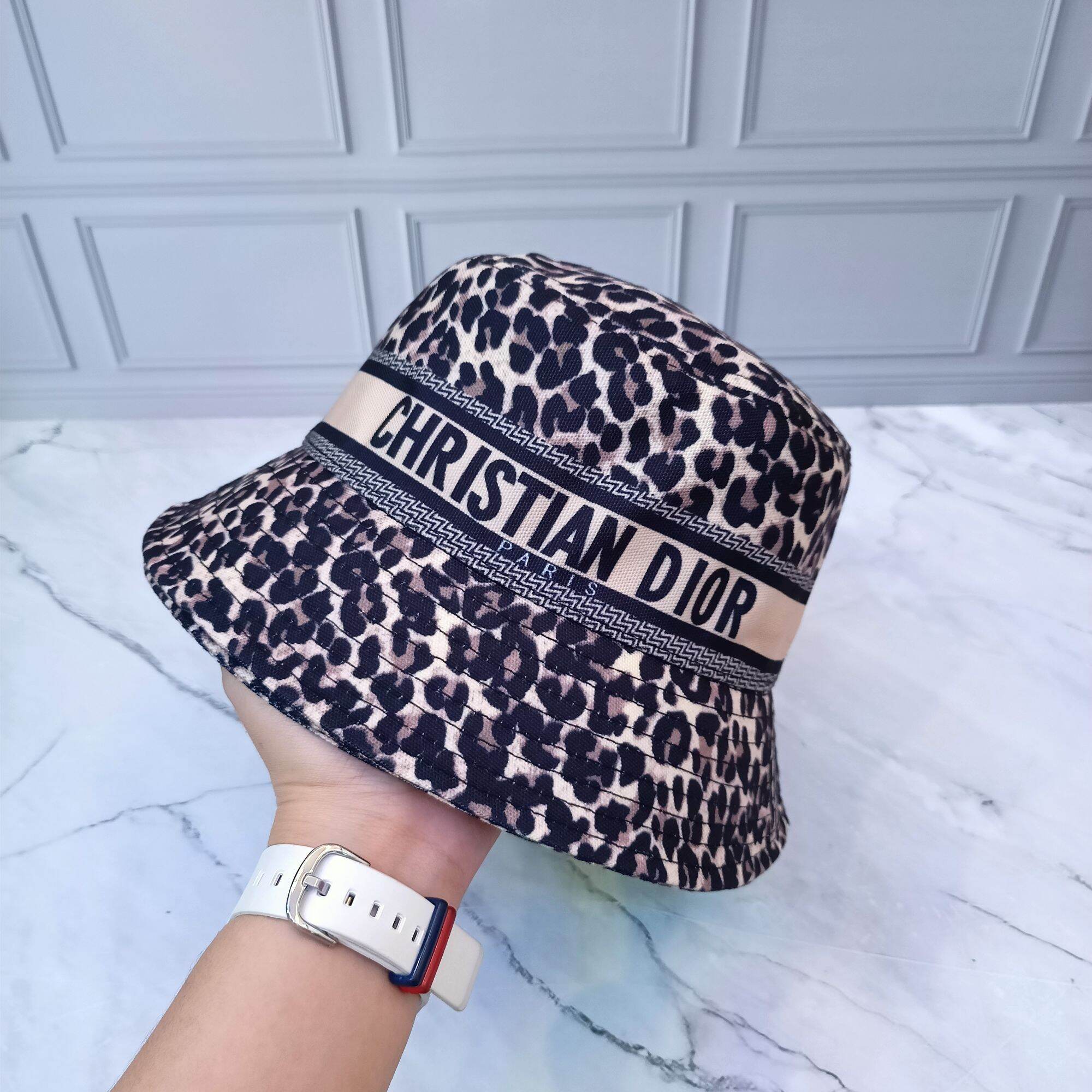 dior leopard bucket hat