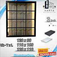 jendela aluminium kaca mati T.120xL.80cm bisa custom ukuran lengkap asesoris free packing kayu