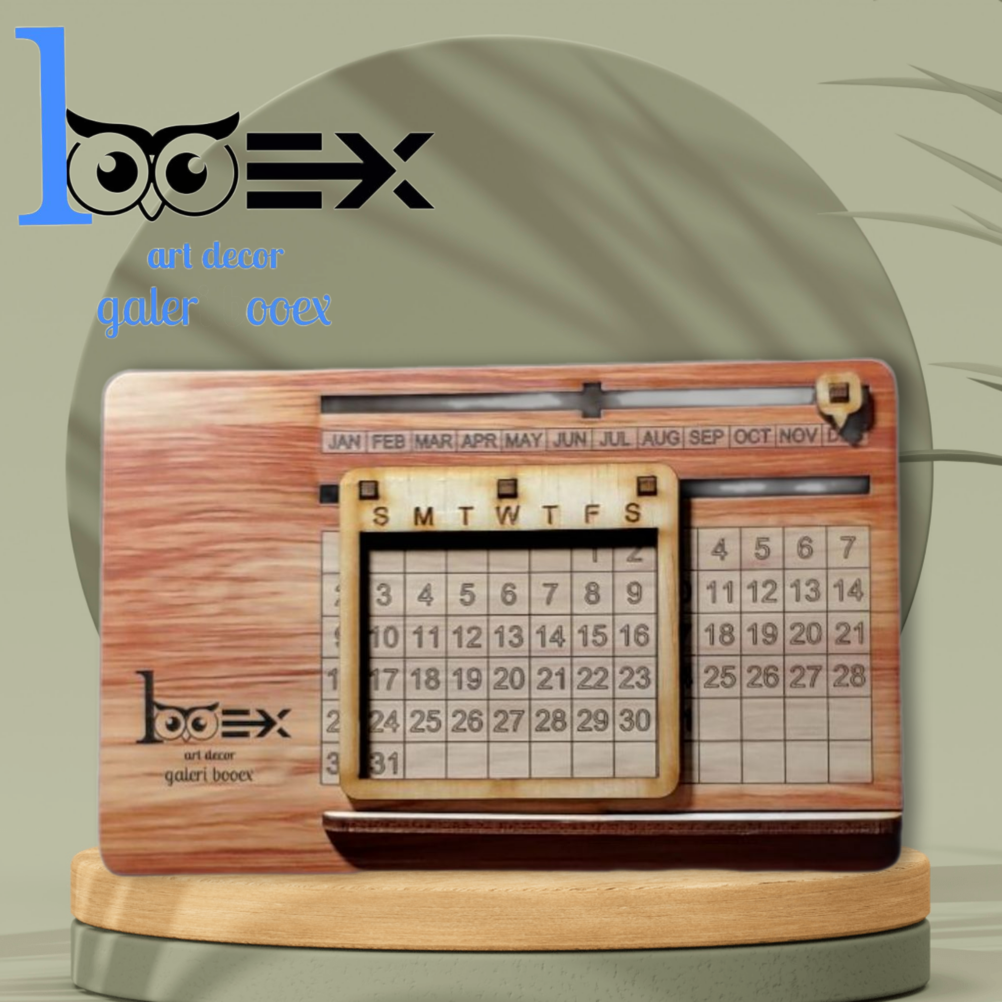 kalender Sepanjang masa Bahan Kayu Polywood Full Vernish booEX galery